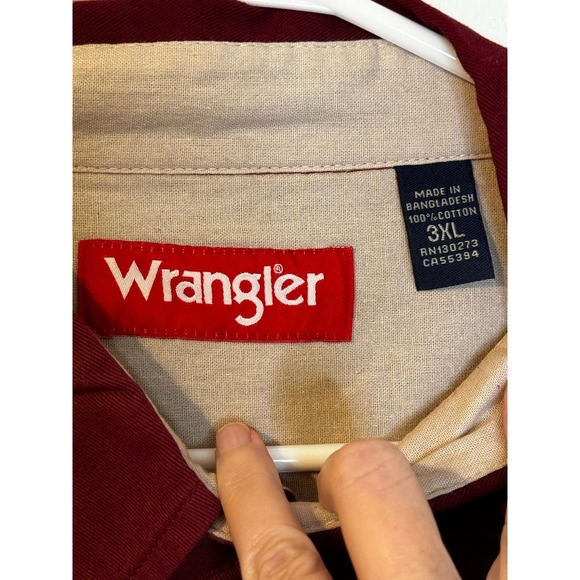 Wrangler‎ Men's Long Sleeve Button Down Shirt Red Size 3XL - Picture 6 of 6
